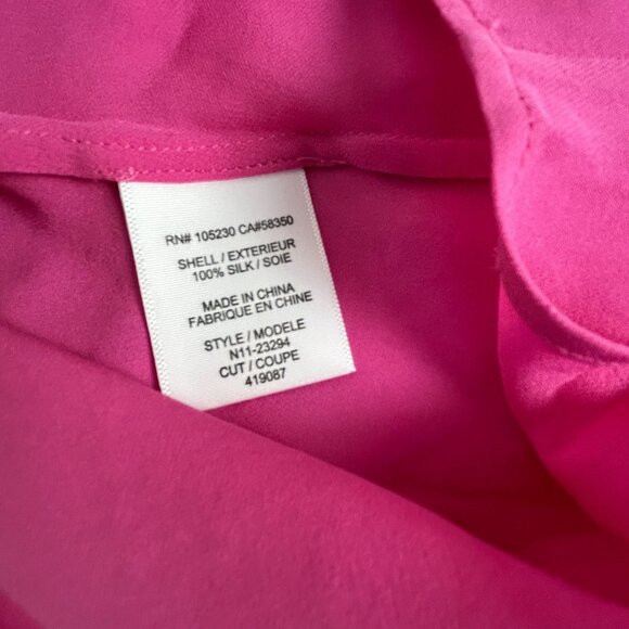 Joie Womens Hot Pink Round Neck 100% Silk Short Sleeve Top Blouse Medium Casual - Picture 4 of 8